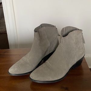 Gray Suede Western Style Booties